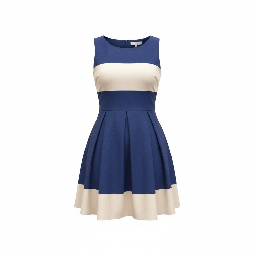 Monteau Womens Dress Fit & Flare Retro Look County Club Rockabilly Small Pleated